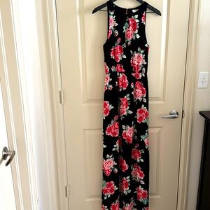 Everly Black Maxi Dress with Pink Floral Pattern